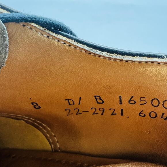 Johnston & Murphy Shoes Mens 8 Black Leather Wingtip Oxford Vintage USA Brogue main image 5